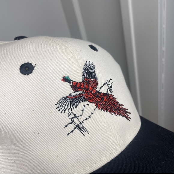Vintage Cobra Caps Embroidered Pheasant Design Cap - Black and White - Picture 2 of 6
